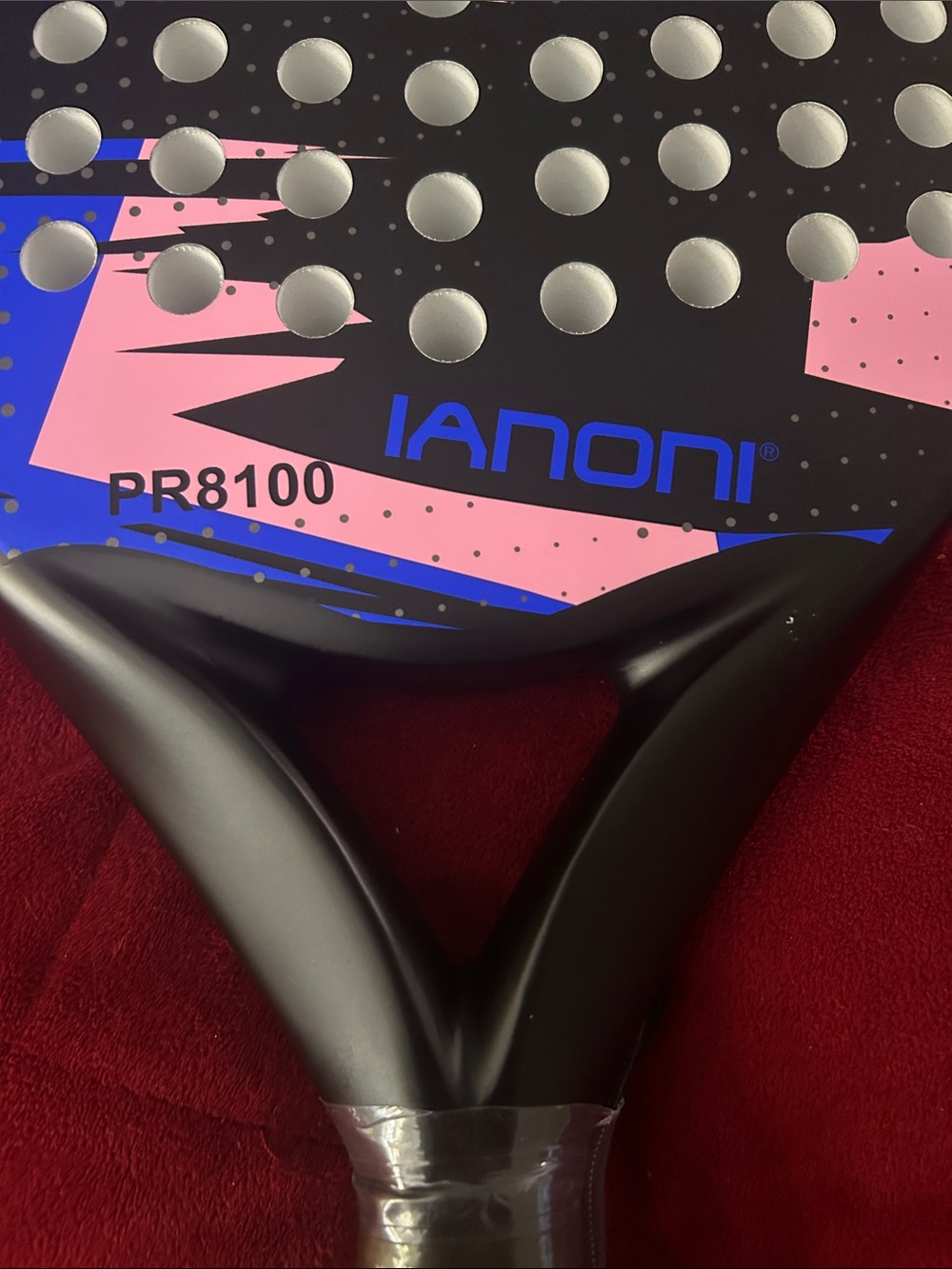 Energie Black Padel Racket with Blue & Pink Accents - Picture 3 of 3